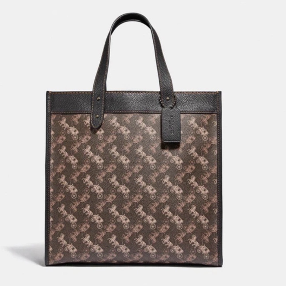 Coach Black and Brown Carriage Print Tote